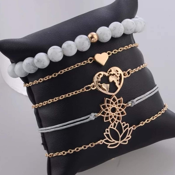 Jewelry - Elegant Gold and White Bracelet Set